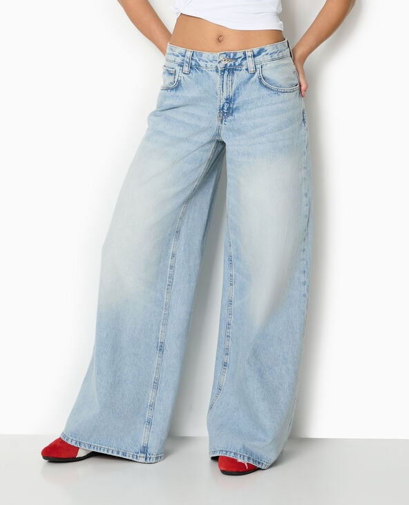 Pimkie Jean Wide Extra Large Taille Basse - Bleu