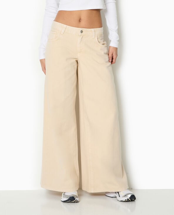 Pimkie Jean Wide Extra Large Taille Basse - Taupe