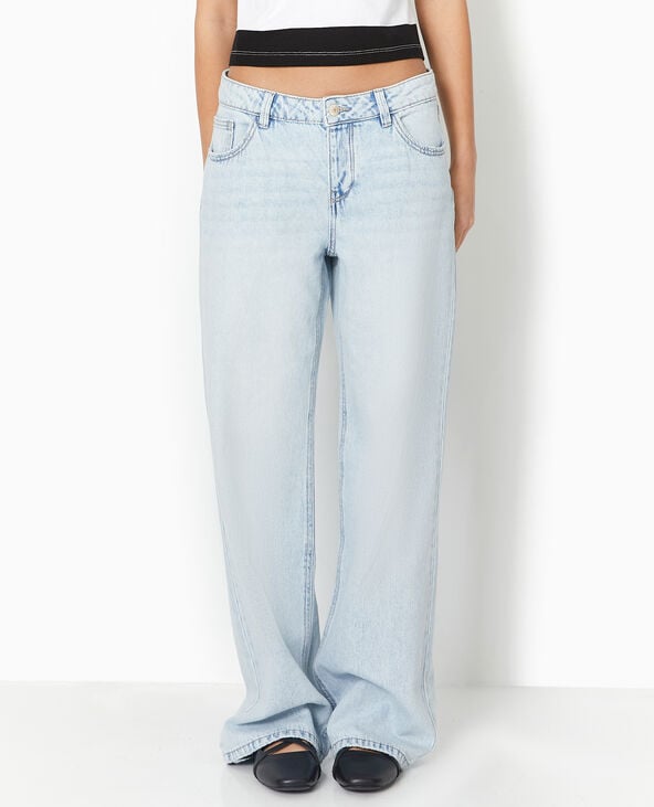 Pimkie Jean Wide Taille Basse - Bleu Clair