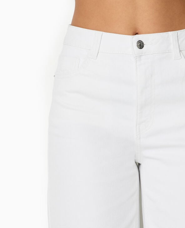 Pimkie Jean Wide Taille Haute Bas Coupés - Blanc