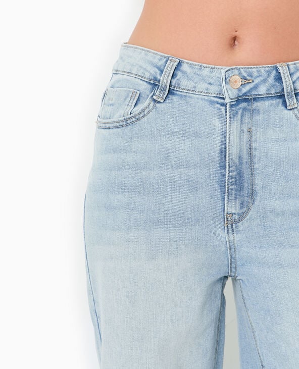 Pimkie Jean Wide Taille Haute Bas Coupés - Bleu