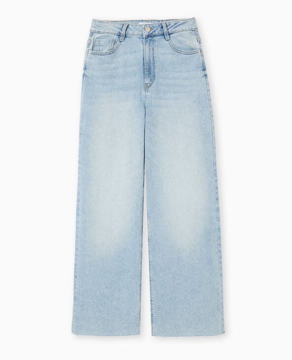 Pimkie Jean Wide Taille Haute Bas Coupés - Bleu