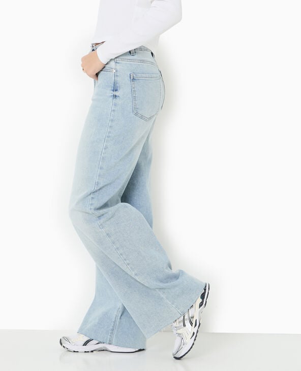 pimkie Jean wide taille haute bas coupés - Bleu