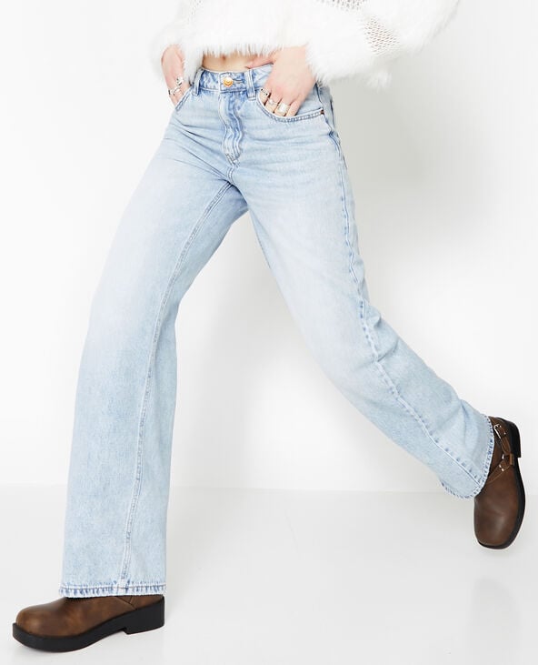 Pimkie Jean Wide Taille Haute - Bleu Clair