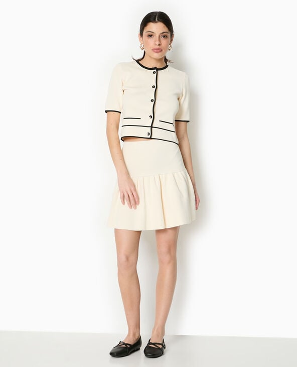 Pimkie Jupe Courte En Maille Avec Volant - Blanc