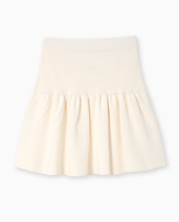 Pimkie Jupe Courte En Maille Avec Volant - Blanc