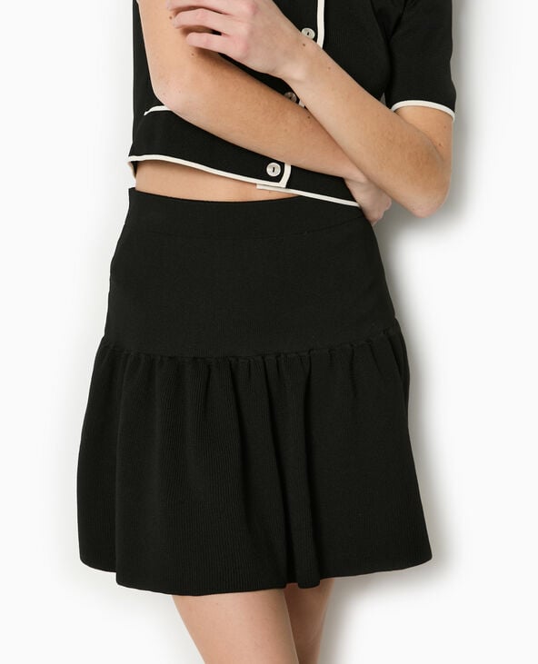 Pimkie Jupe Courte En Maille Avec Volant - Noir