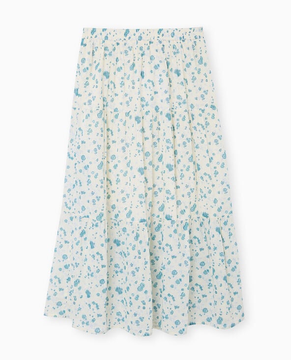 Pimkie Jupe Longue à étages Motif Fleurs - Blanc