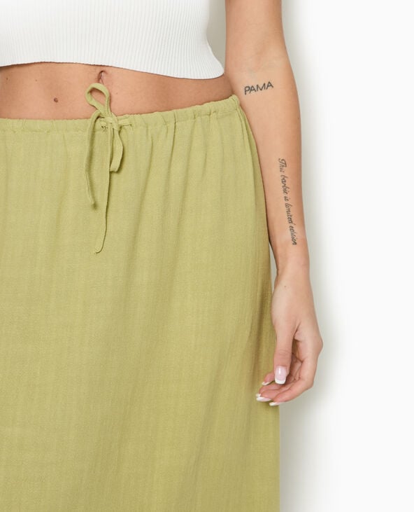 Pimkie Jupe Longue Avec Lin - Vert Kaki