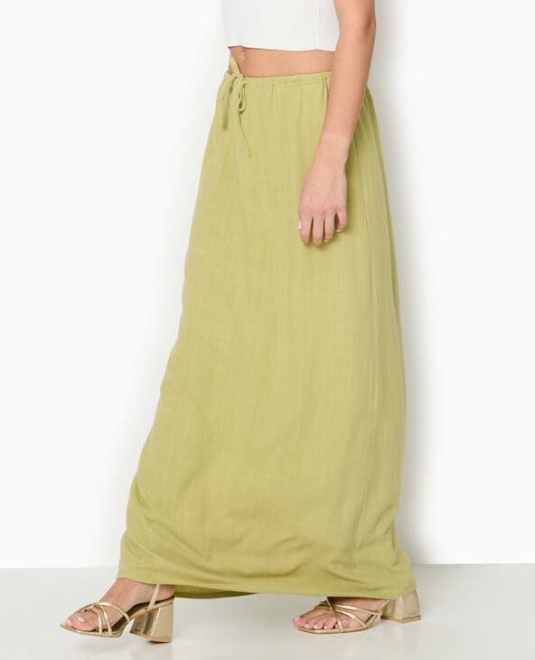 pimkie Jupe longue avec lin - Vert kaki