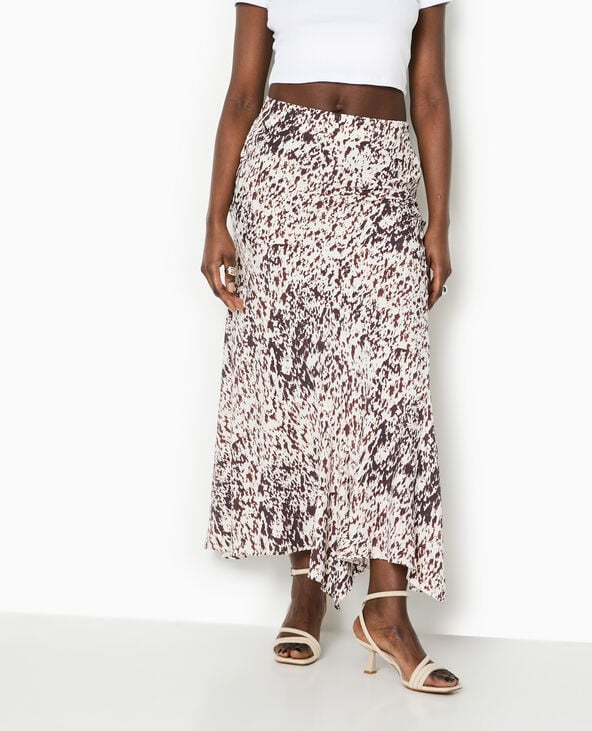 Pimkie Jupe Longue évasée Motif Tacheté - Blanc