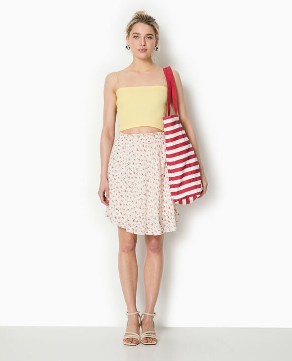 Pimkie Jupe Patineuse Avec Petites Fleurs - Blanc