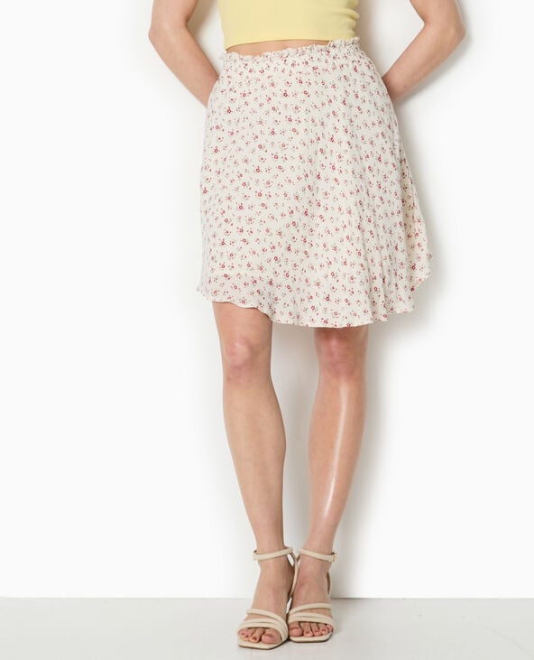 Pimkie Jupe Patineuse Avec Petites Fleurs - Blanc