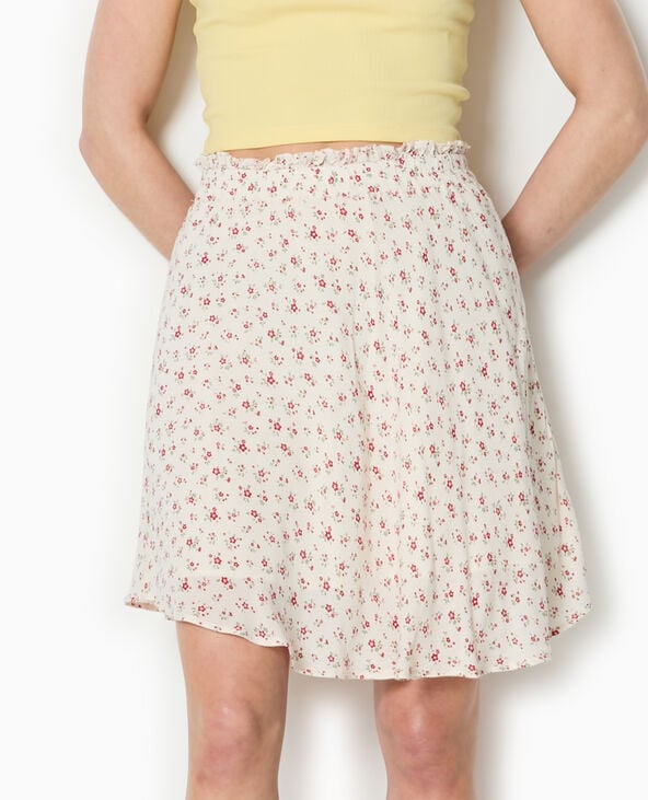 pimkie Jupe patineuse avec petites fleurs - Blanc