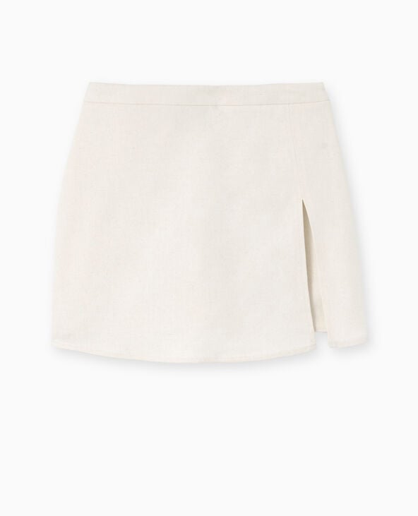 Pimkie Jupe-short En Tissu Avec Lin - Blanc