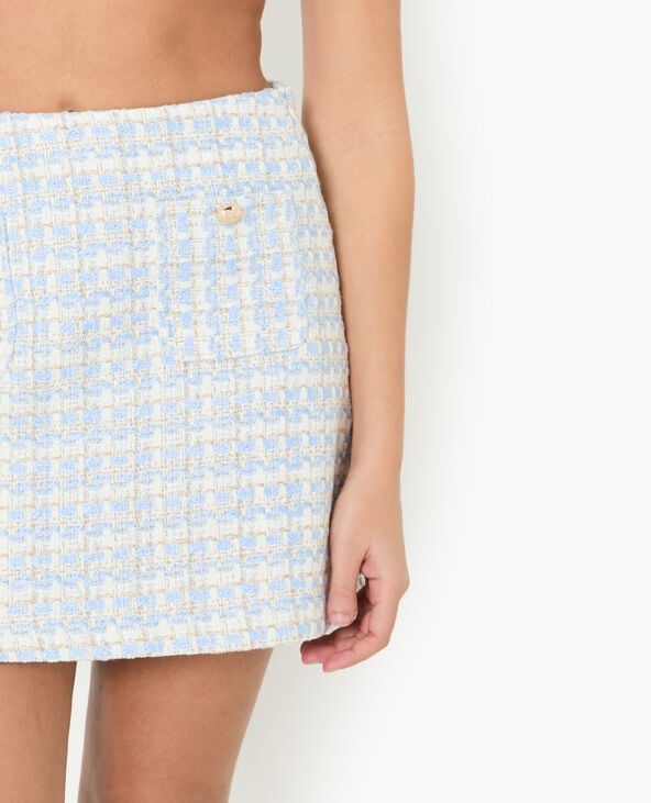 Pimkie Jupe Trapèze Courte En Tweed - Bleu