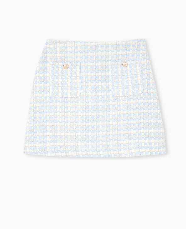Pimkie Jupe Trapèze Courte En Tweed - Bleu