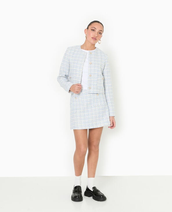 Pimkie Jupe Trapèze Courte En Tweed - Bleu