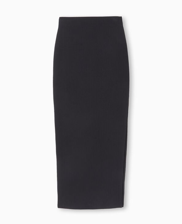 Pimkie Jupe Tube Longue En Maille Côtelée - Noir