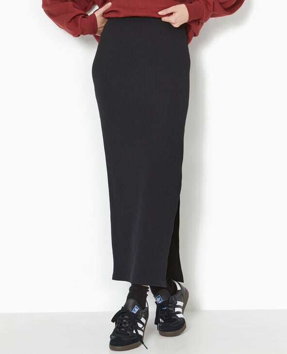 Pimkie Jupe Tube Longue En Maille Côtelée - Noir