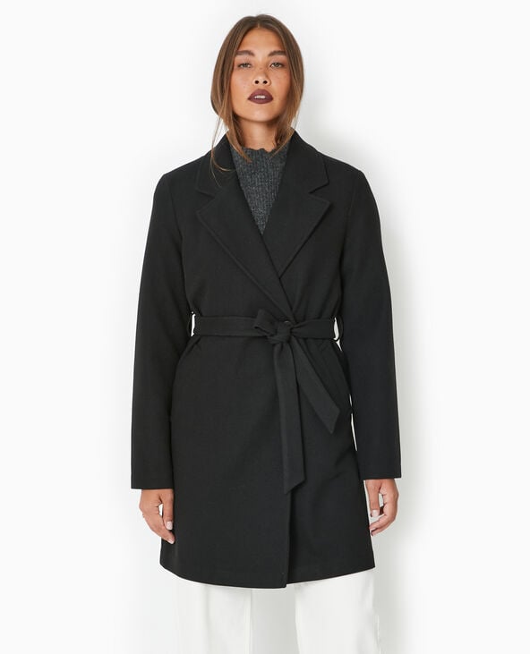 Pimkie Manteau Mi-long Avec Ceinture - Noir
