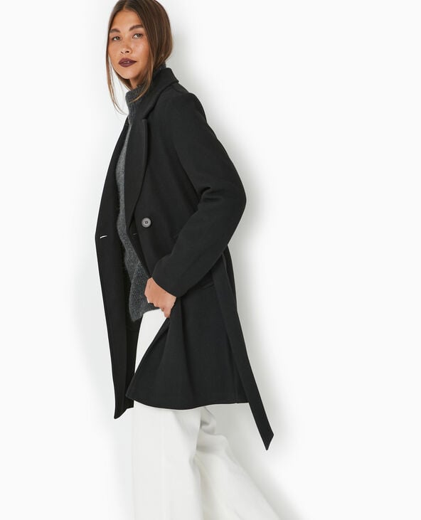 pimkie Manteau mi-long avec ceinture - Noir