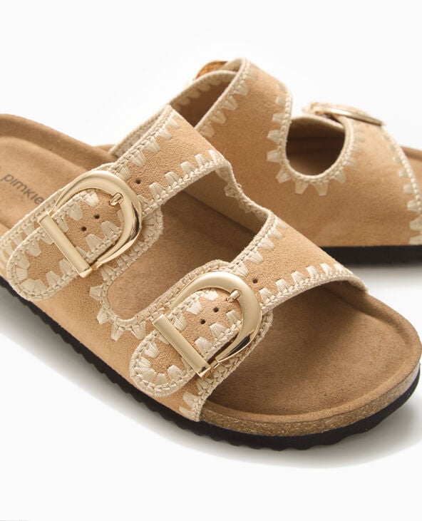 Pimkie Mules à Brides Avec Détails Coutures - Camel
