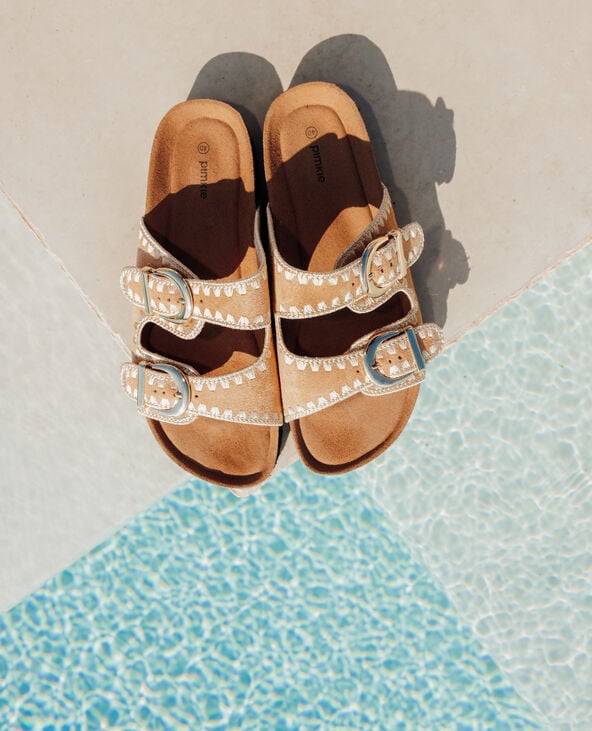 pimkie Mules à brides avec détails coutures - Camel