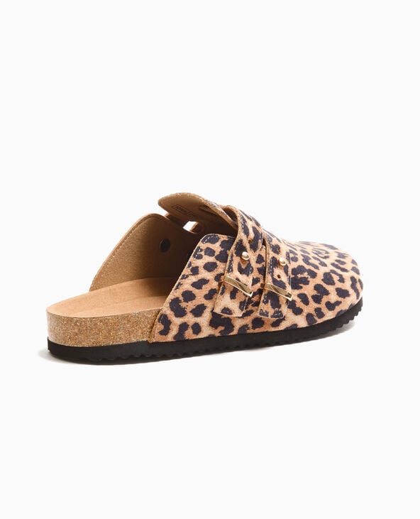 Pimkie Mules Sabots En Suédine Motif Léopard - Beige