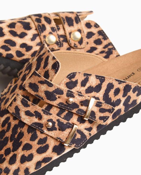 Pimkie Mules Sabots En Suédine Motif Léopard - Beige
