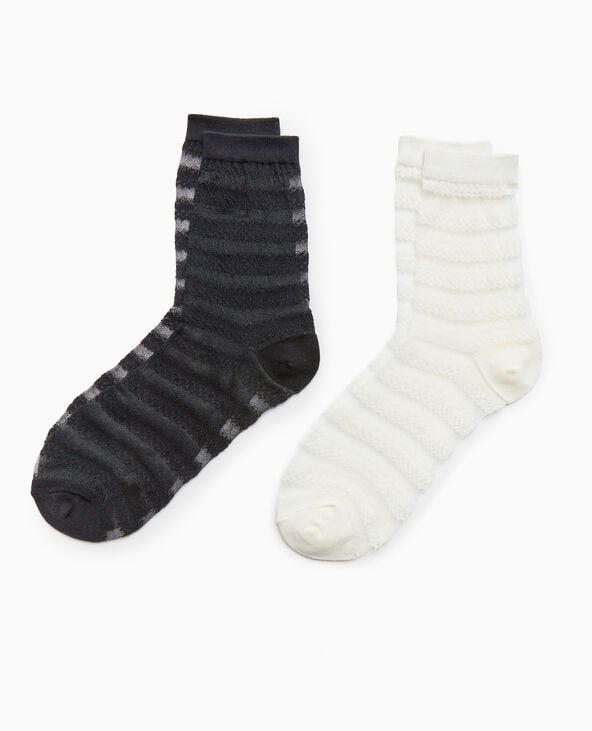Pimkie Paire De Chaussettes Bi-matière - Blanc