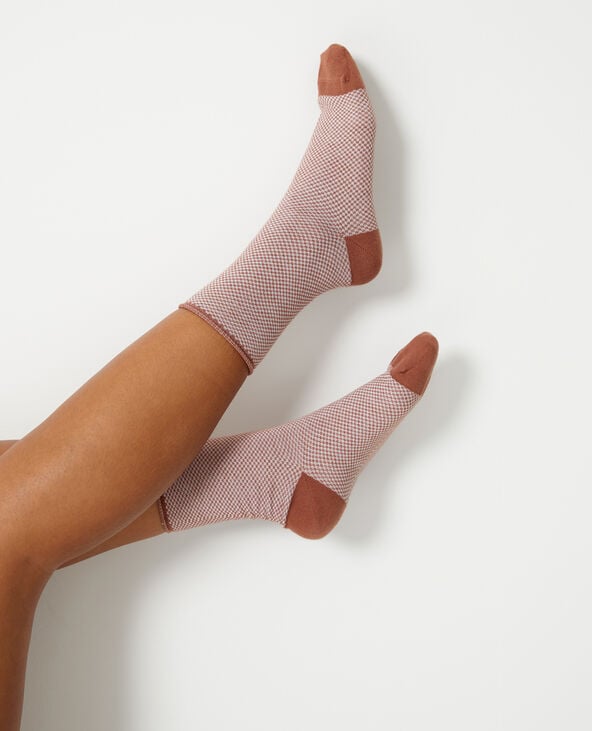 Pimkie Paire De Chaussettes Mini-damiers - Marron