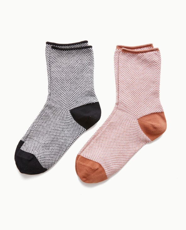 Pimkie Paire De Chaussettes Mini-damiers - Marron