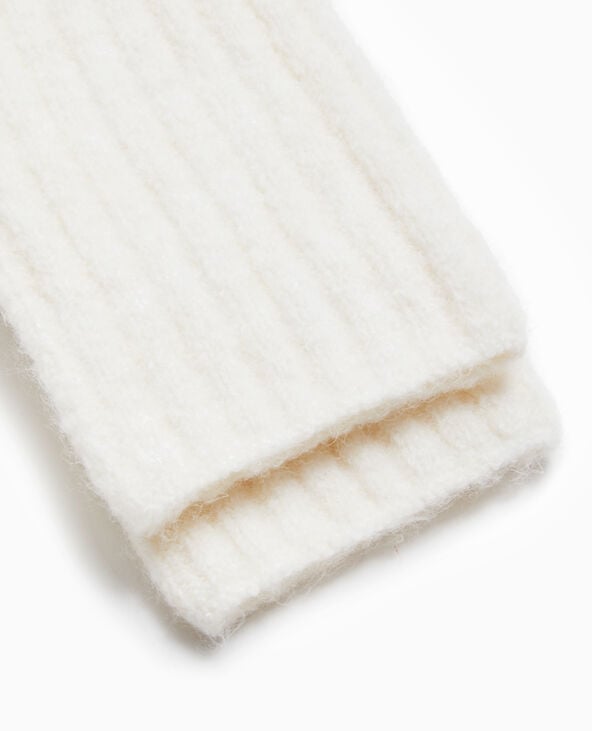 Pimkie Paire De Mitaines En Maille Côtelée - Blanc