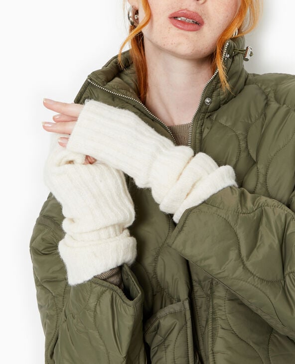 Pimkie Paire De Mitaines En Maille Côtelée - Blanc