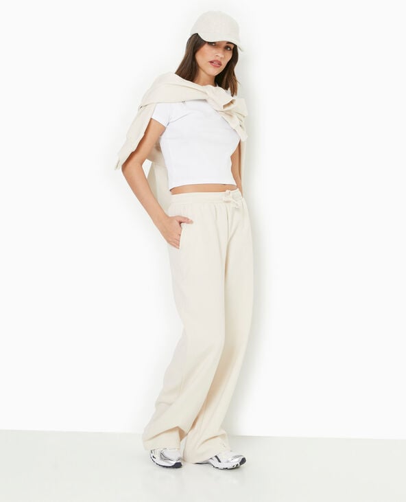 pimkie Pantalon de jogging droit en molleton - Écru