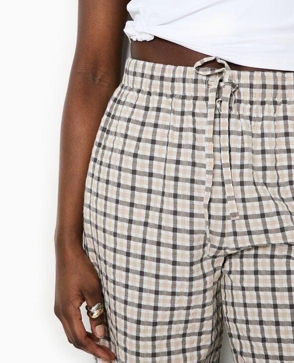 Pimkie Pantalon Droit à Carreaux - Blanc