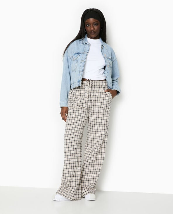 Pimkie Pantalon Droit à Carreaux - Blanc