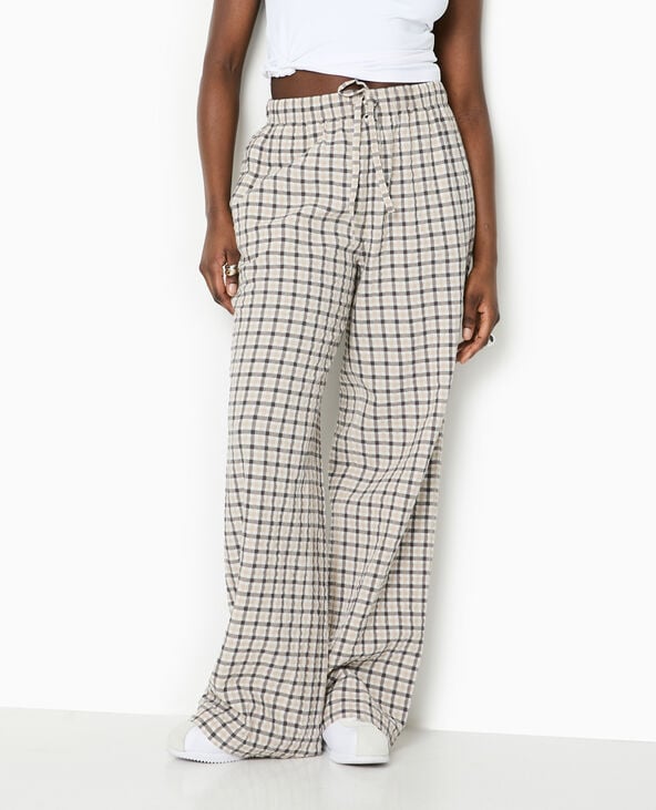 pimkie Pantalon droit à carreaux - Blanc