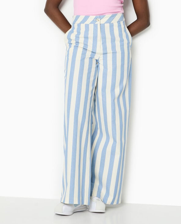Pimkie Pantalon Droit Avec Larges Rayures - Bleu