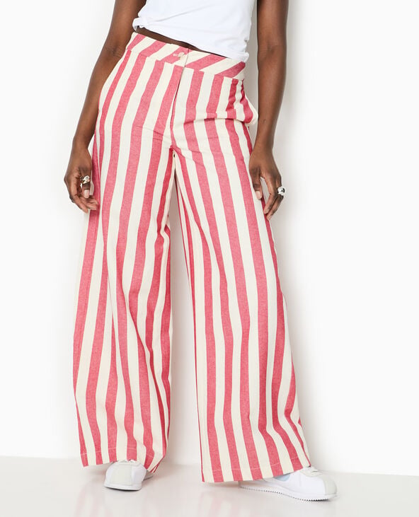 Pimkie Pantalon Droit Avec Larges Rayures - Rouge