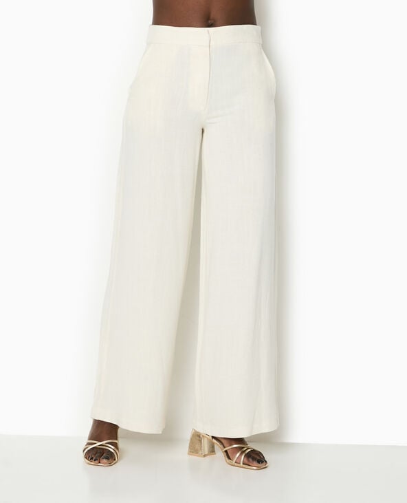 Pimkie Pantalon Droit Avec Lin - Blanc
