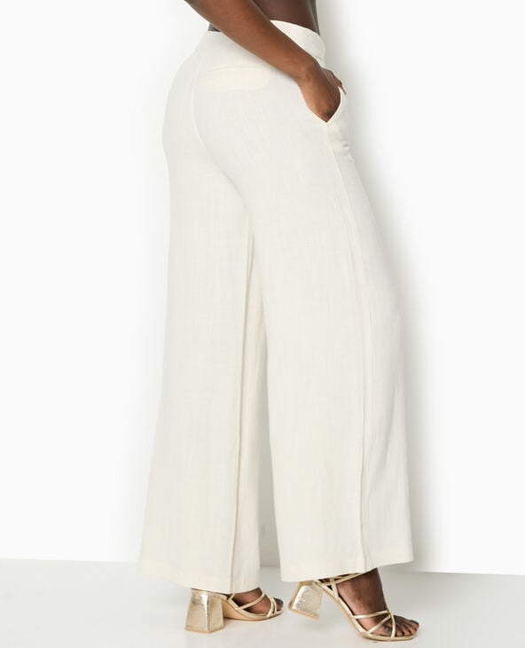 pimkie Pantalon droit avec lin - Blanc