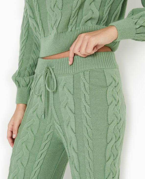 Pimkie Pantalon Droit En Maille Torsadée - Vert
