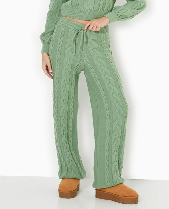 Pimkie Pantalon Droit En Maille Torsadée - Vert
