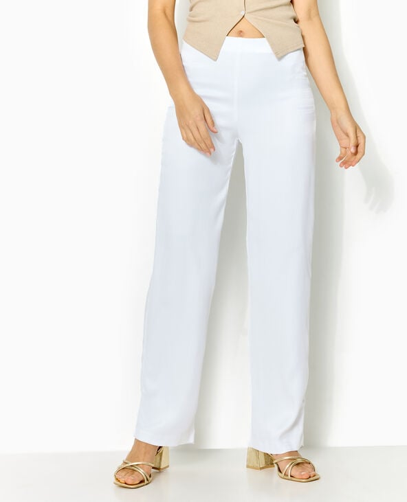 Pimkie Pantalon Droit En Satin - Blanc