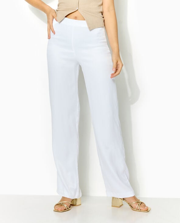 Pimkie Pantalon Droit En Satin - Blanc