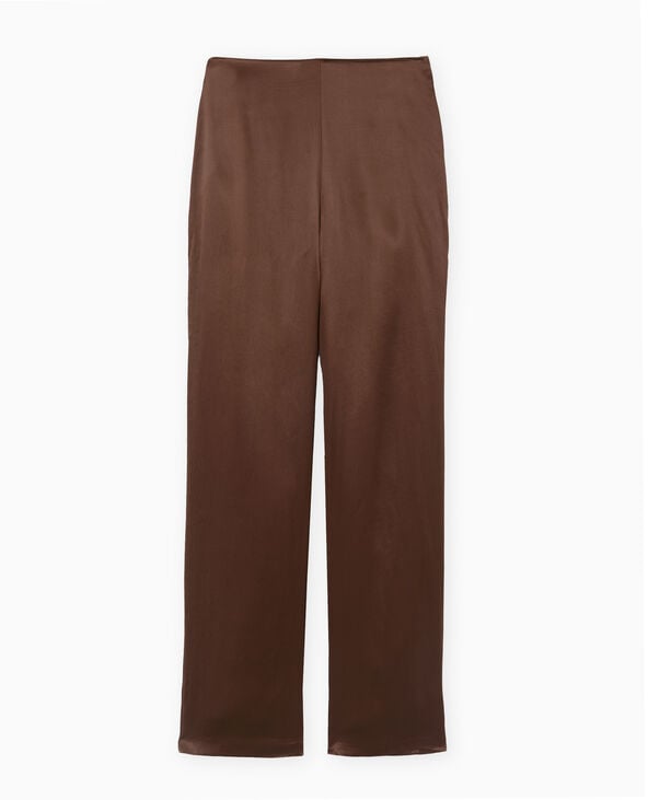 Pimkie Pantalon Droit En Satin - Marron