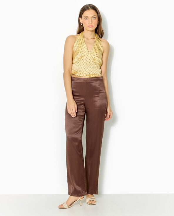 Pimkie Pantalon Droit En Satin - Marron
