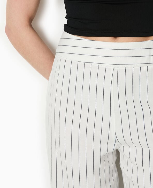Pimkie Pantalon Droit Rayé Taille Haute - Noir